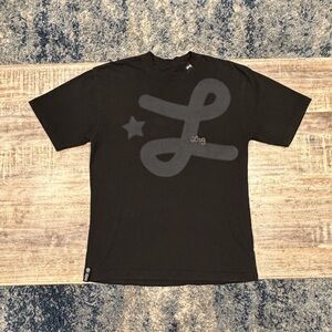 LRG Black Short Sleeve Tee with Large Gray Tonal Logo
